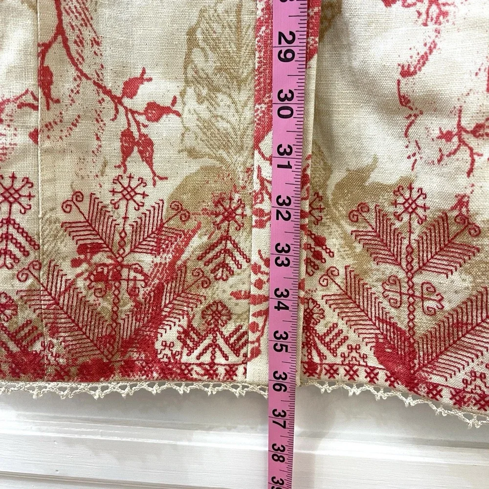 Sigrid Olsen Linen Coat Cream Coral Embroidery‎ Mandarin Collar Medium